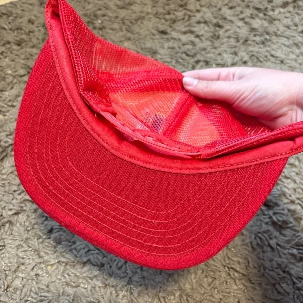 Vintage Tisco Tractor Embroidered Red Snap Back Trucker Hat Mesh